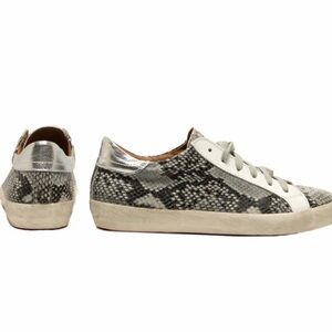 Michele Lopriore Gemma Snake Skin Sneaker Leather Gray Silver Italy Size 37 US 7